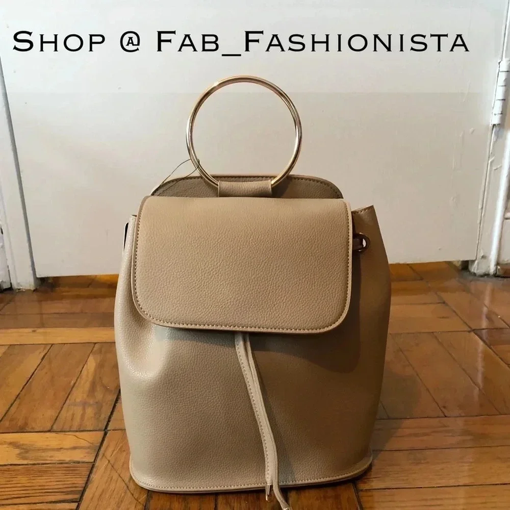 Vegan Leather backpack with gold hardware new